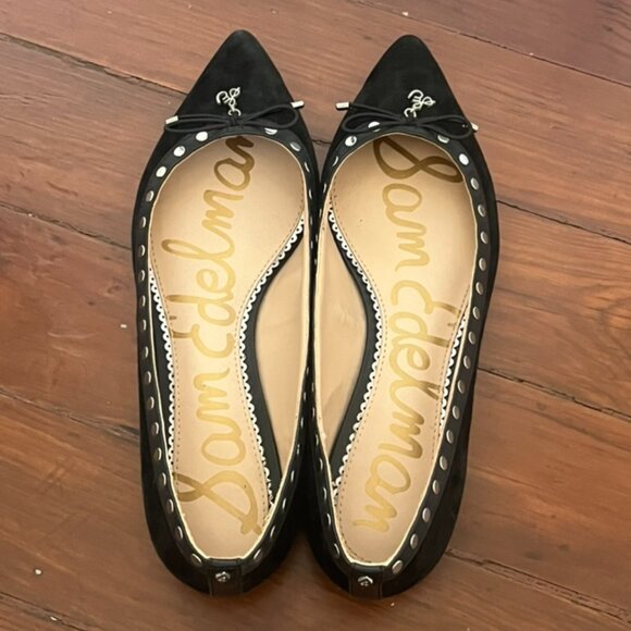 Sam Edelman Black Suede Pointed Toe Ballet Flats, Size 7 - Picture 3 of 9